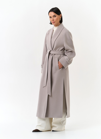Женское длинное пальто с поясом