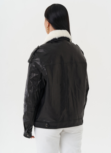 Утепленная куртка-пилот из натуральной кожи