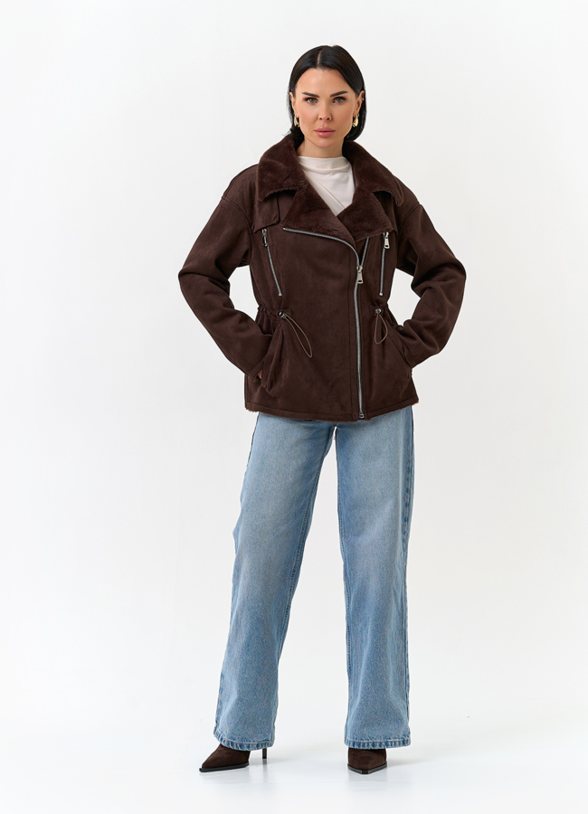 Женская дубленка из эко замши модель № 32792 в кредит