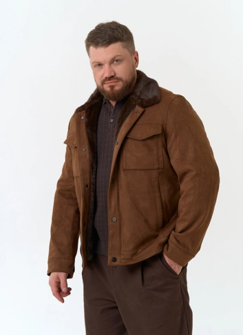 Мужская утепленная куртка из эко замши фото