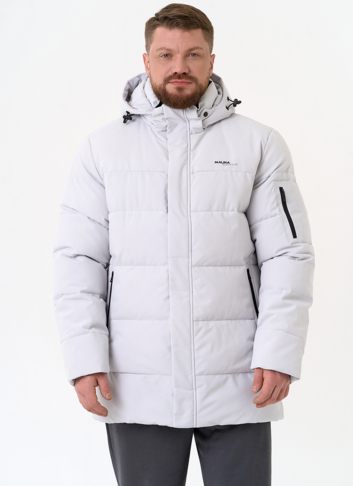 Мужской светлый пуховик с капюшоном