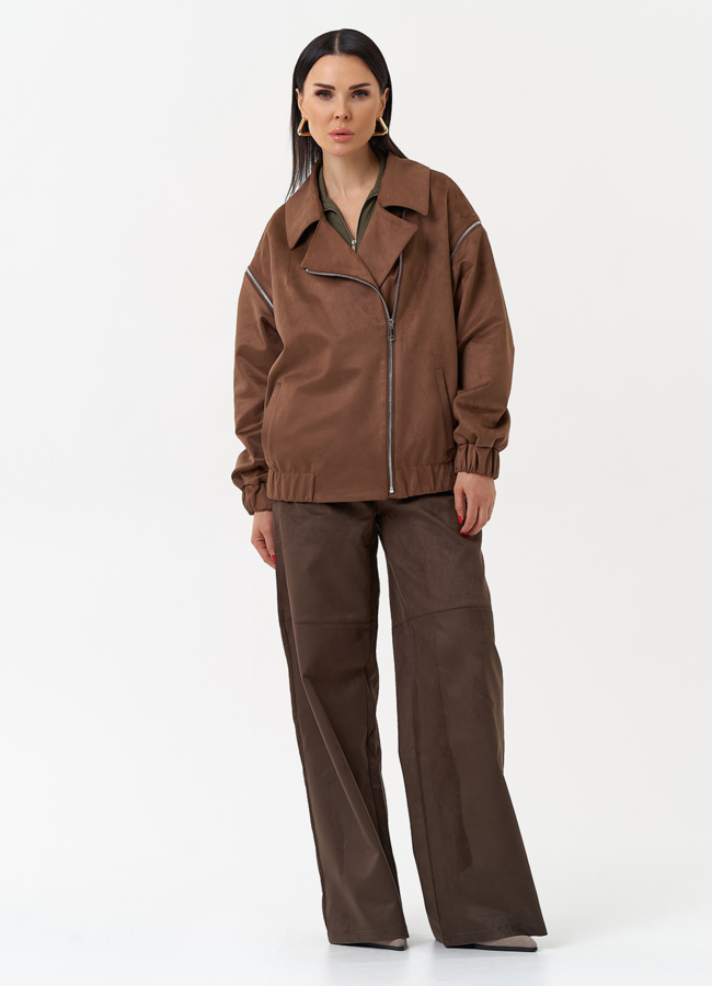 Куртка бомбер из эко замши со съемными рукавами модель № 30057 универмаг малина