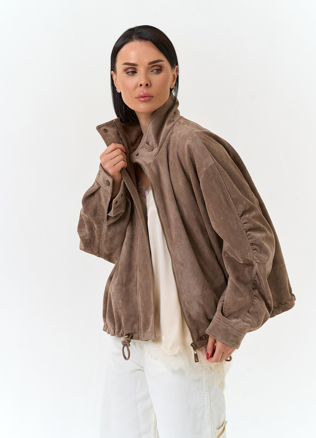 Женская куртка из эко замши с воротником стойкой модель № 33029 универмаг малина