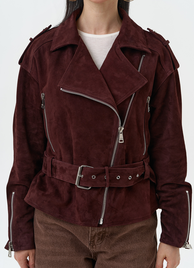 Женская куртка из натуральной замши с поясом модель № 30363 в рассрочку