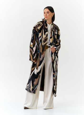 Шуба из норки в стиле пэчворк