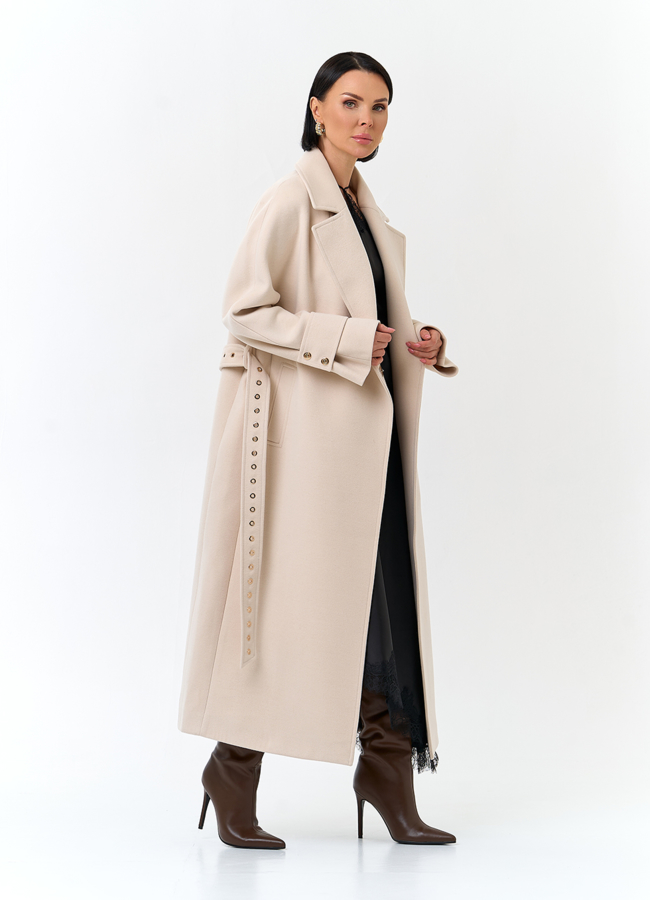 Женское пальто с акцентным поясом модель № 32807 универмаг малина