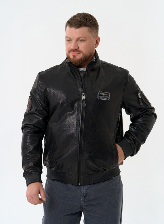 Мужская куртка бомбер из натуральной кожи