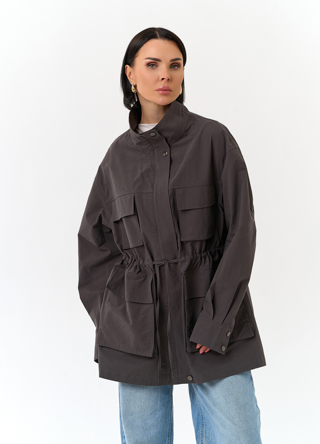 Женская куртка ветровка с накладными карманами модель № 32827 универмаг малина