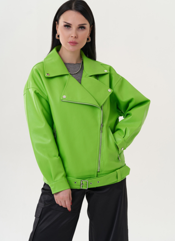 Куртка из эко кожи зеленого цвета
