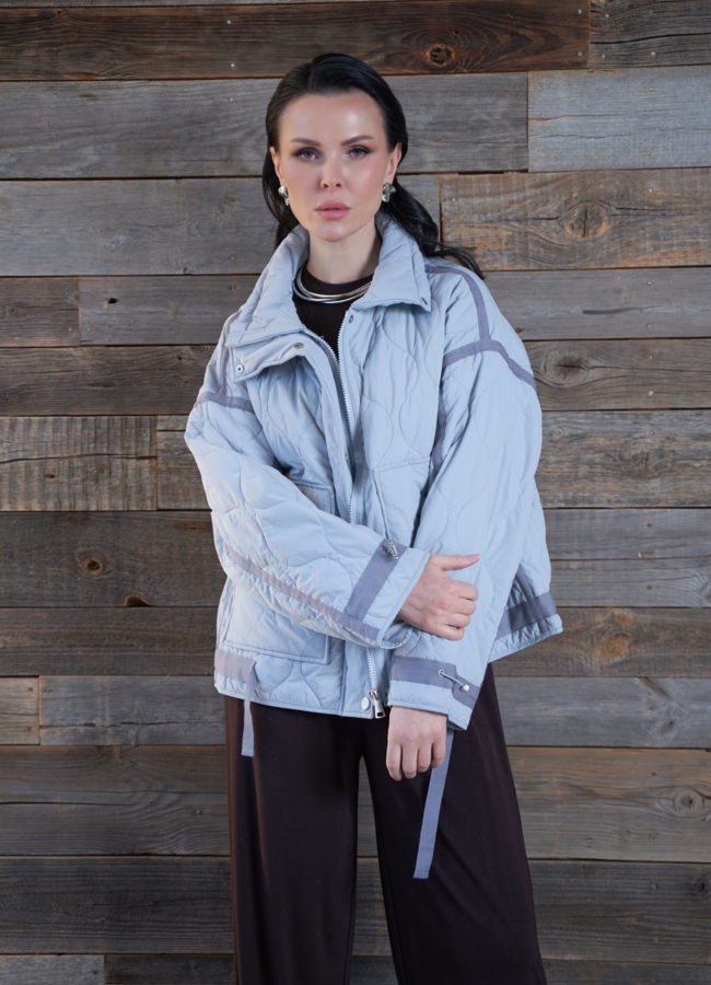 Короткая куртка с воротником стойкой модель № 30048 в кредит