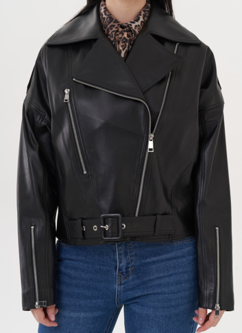 Куртка "косуха" из натуральной кожи с английским воротником