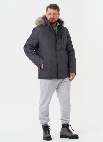 Мужская куртка с капюшоном из меха енота