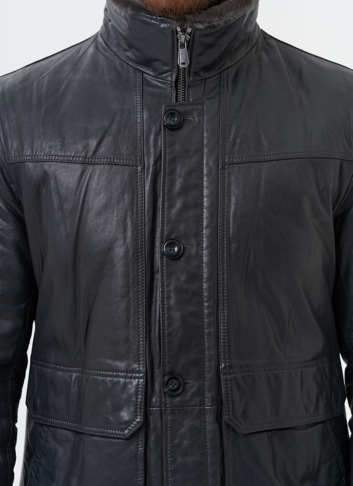 Куртка из натуральной кожи с отделкой из мутона