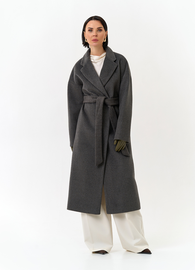 Женское пальто с английским воротником модель № 32850 меха малина