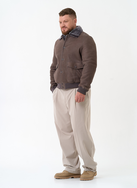 Мужская натуральная дубленка бомбер