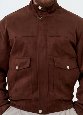 Мужская куртка бомбер из эко замши