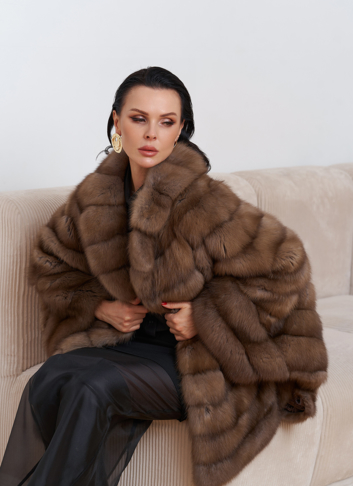 Шуба из куницы оверсайз