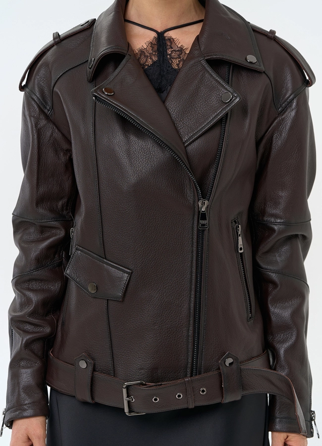 Женская косуха из натуральной кожи модель № 32737 универмаг малина