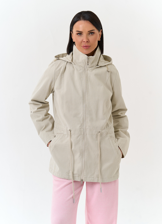 Женская ветровка с капюшоном модель № 33137 меха малина