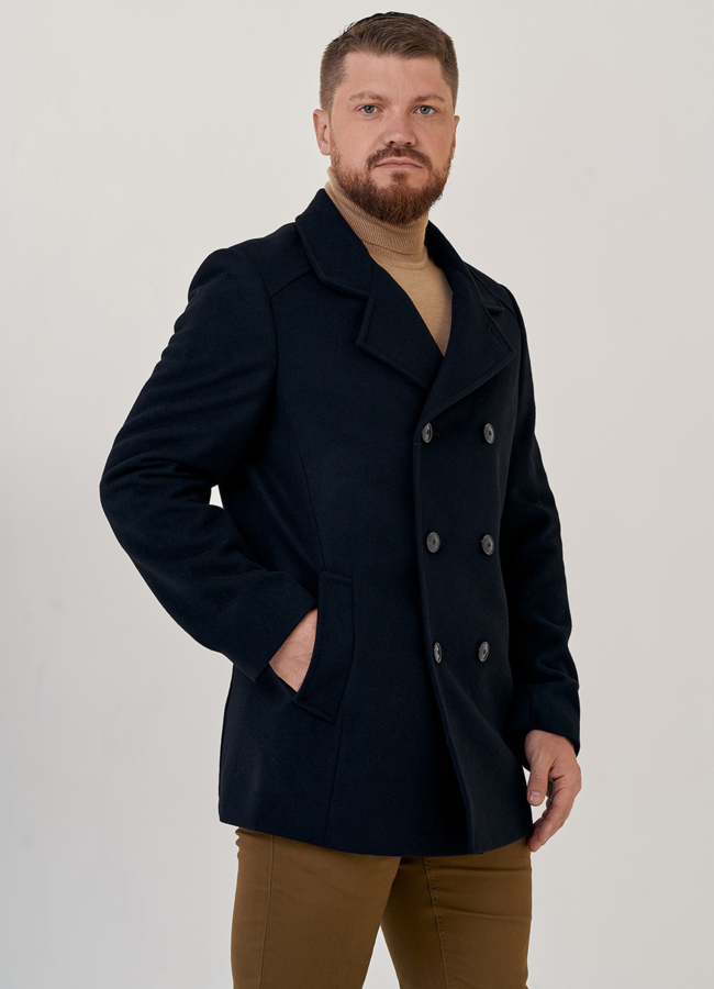 Мужское двубортное пальто  модель № 23217 универмаг малина