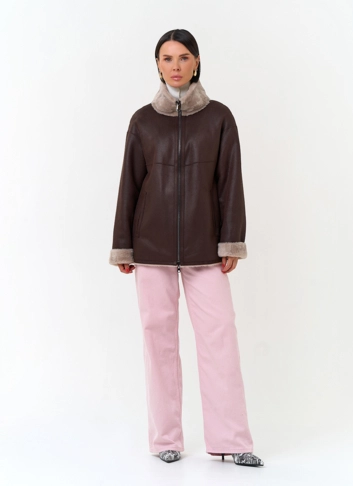 Женская дубленка из эко замши