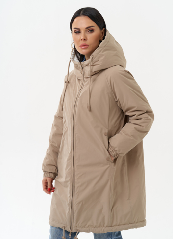 Женская удлиненная куртка с капюшоном