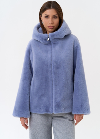 Женская куртка из эко меха с капюшоном