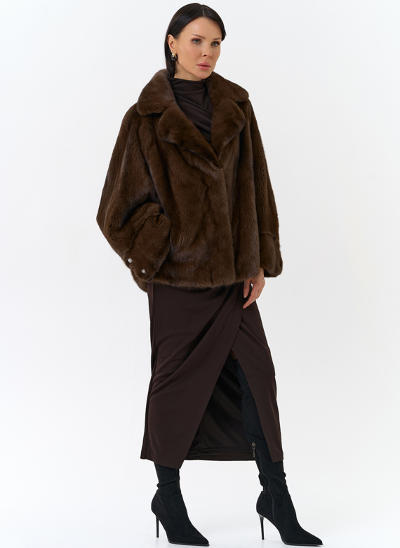 Укороченная шуба из меха норки 