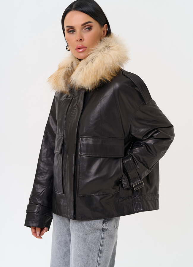 Куртка из натуральной кожи с мехом модель № 23443 универмаг малина