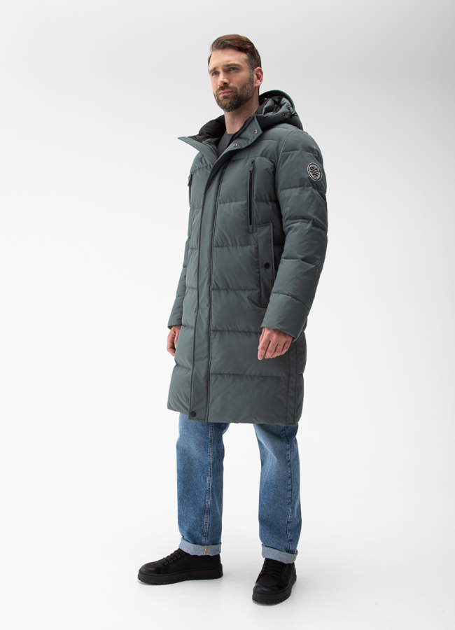 Мужской пуховик с капюшоном  модель № 27993 в кредит