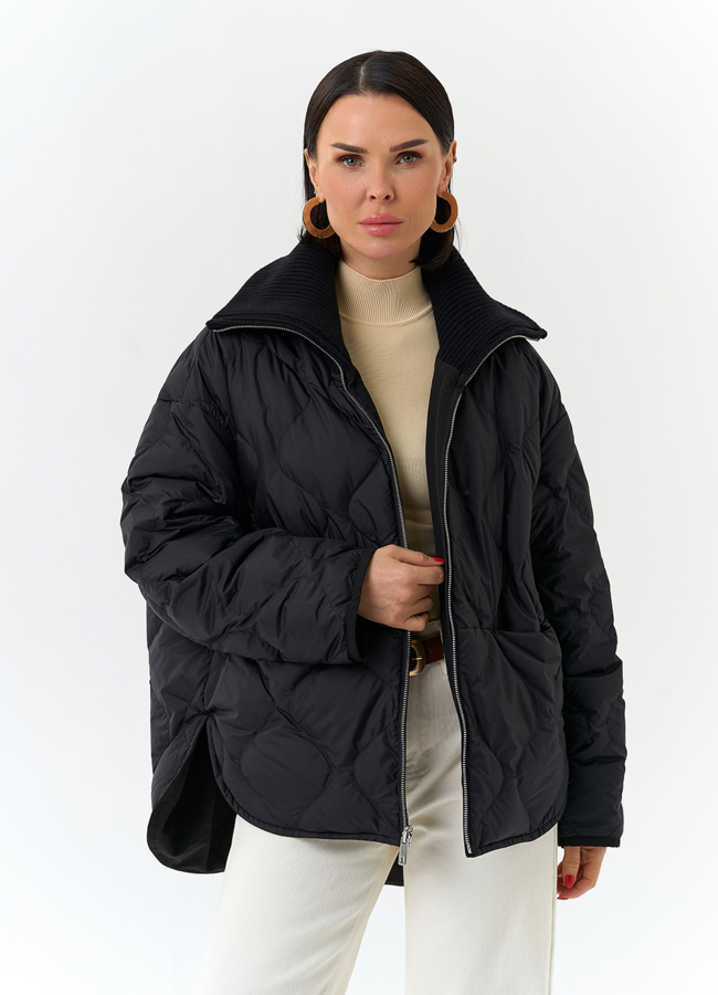 Женская двухсторонняя куртка с высоким воротником модель № 32665 универмаг малина