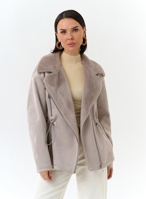 Женская дубленка из эко замши