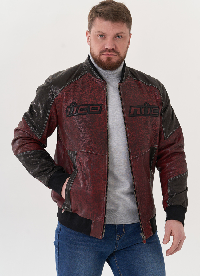 Мужская куртка мото из натуральной кожи модель № 26825 универмаг малина