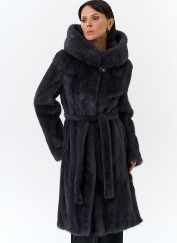 Норковая шуба с поясом