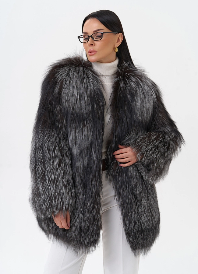 Куртка из чернобурой лисы модель № 29483 меха малина