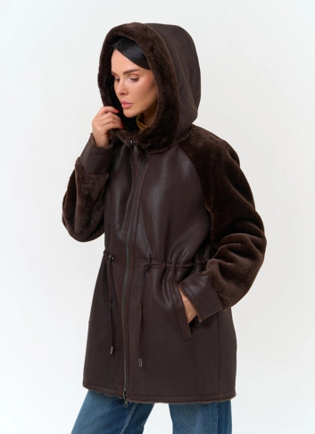Женская дубленка из эко замши