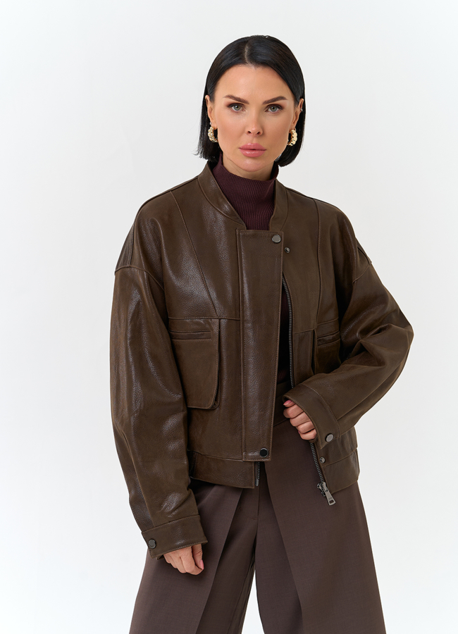 Женская куртка бомбер из натуральной кожи модель № 32749 универмаг малина