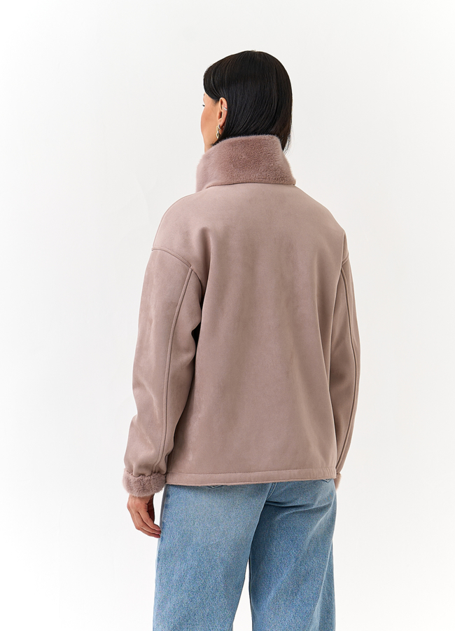 фото Женская двухсторонняя дубленка из эко замши модель № 32789