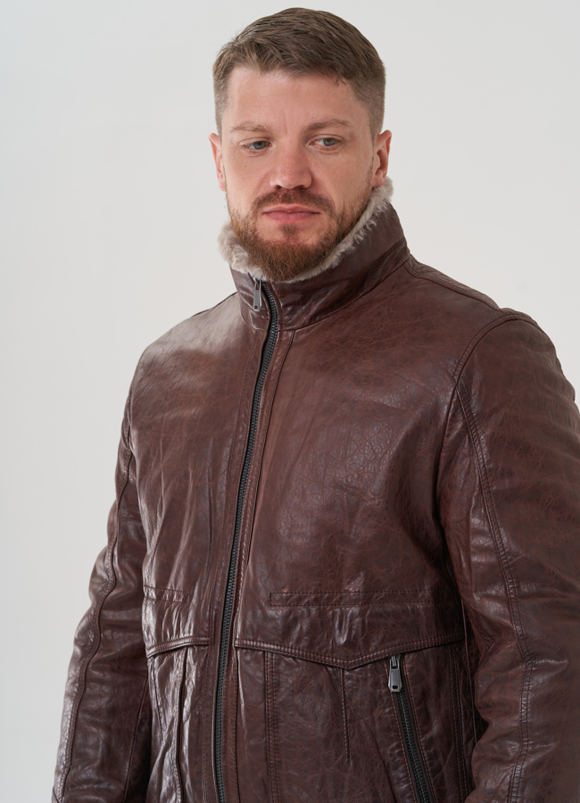 Мужская куртка из натуральной кожи  модель № 82312 универмаг малина